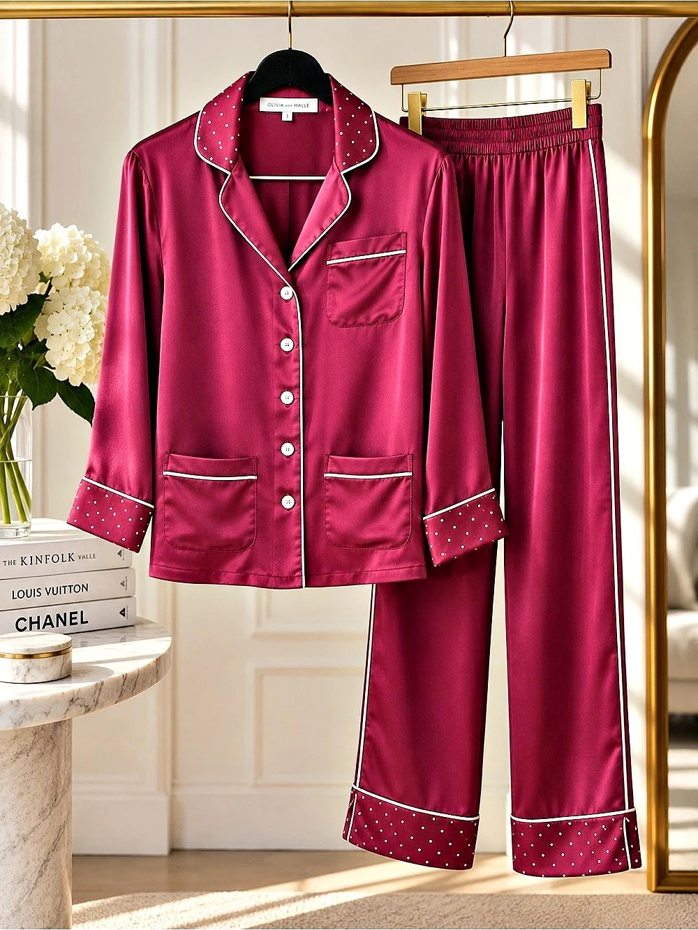 Olivia von Halle Giselle 109% Silk Pajama Set Pink Size 1